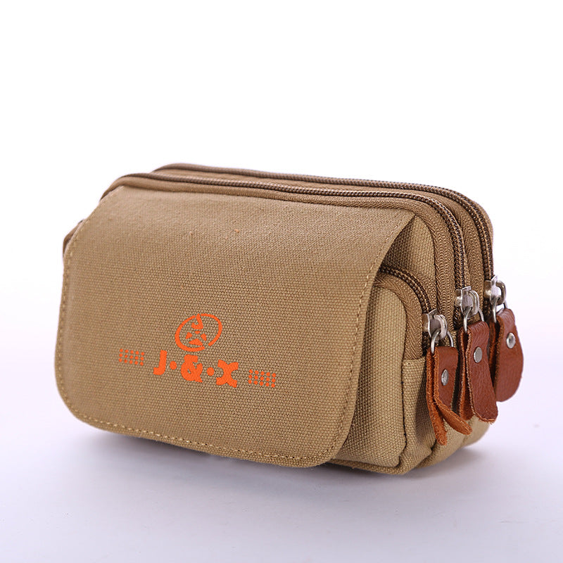 Men's Construction Site Canvas Mobile Cell Wearproof Men's Waist Packs