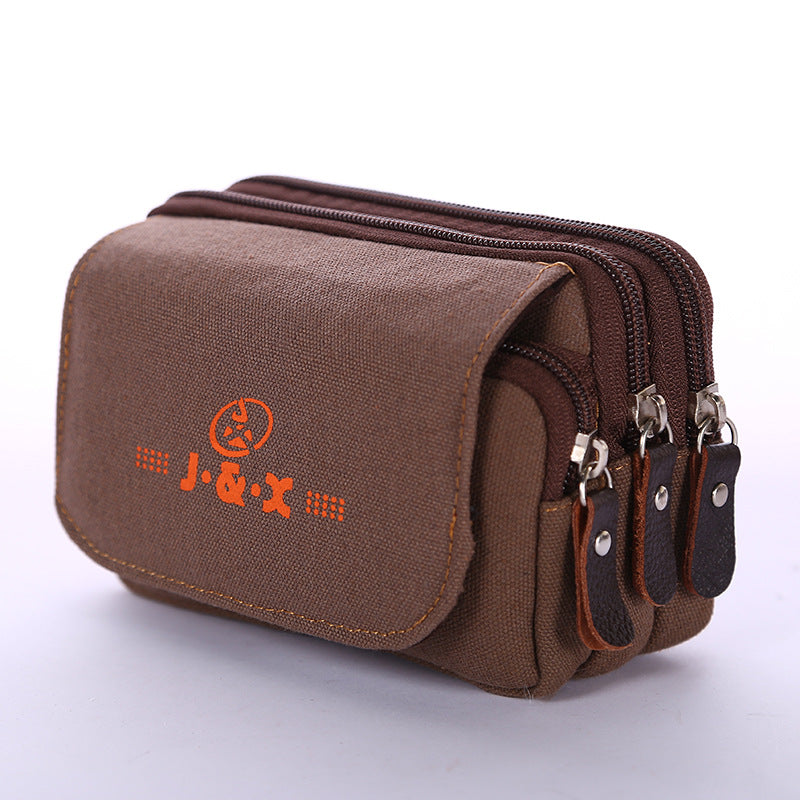 Men's Construction Site Canvas Mobile Cell Wearproof Men's Waist Packs