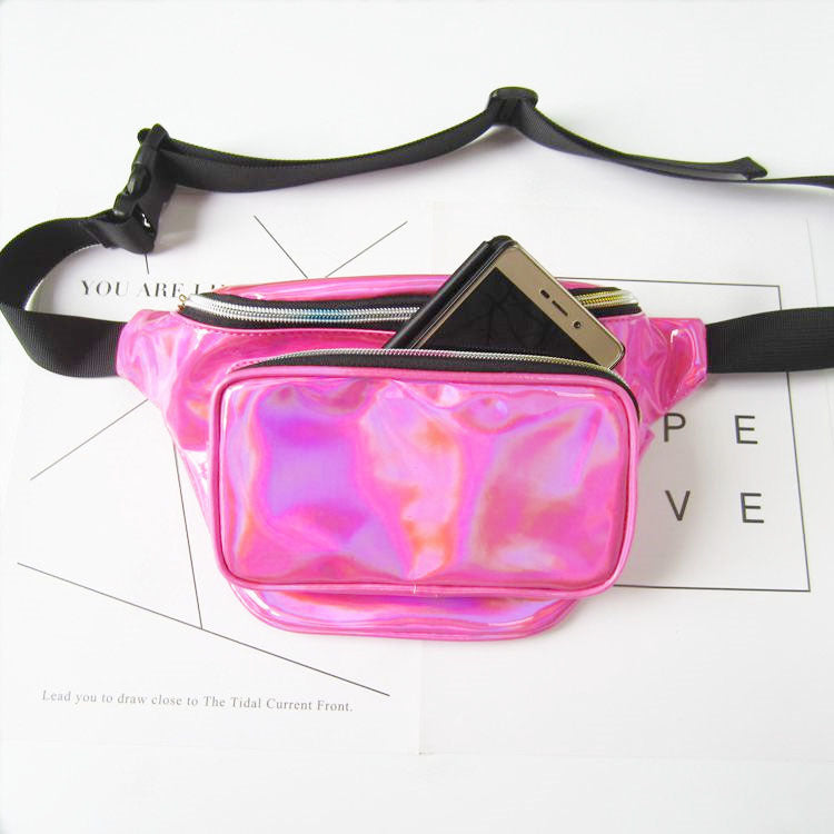 Women's Laser Street Trendy Unique Colorful Slanted Waist Packs