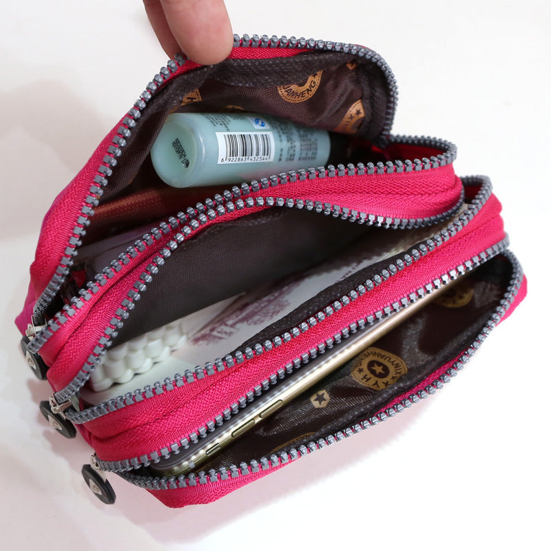 Women's Fashion Triple Zipper Mini Storage Portable Coin Purses