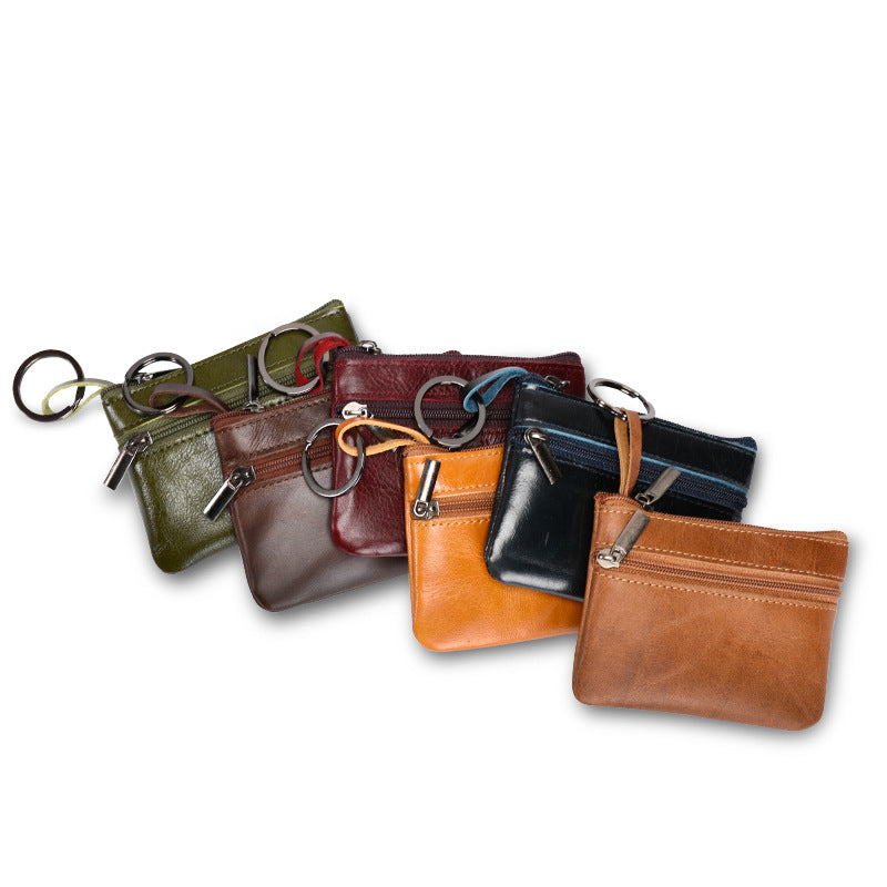 Women's Genuine Leather Mini Multifunctional Vintage Zipper Coin Purses