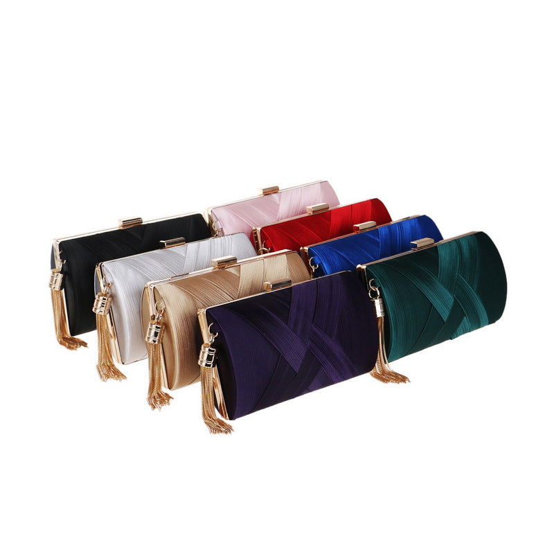 Women's Tassel Dinner Silk Banquet Dress Clutch Evening Bags