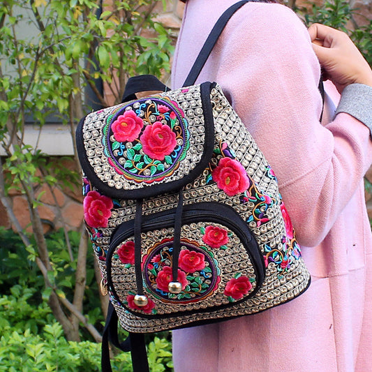 Women's Ethnic Style Embroidered Canvas Lightweight Fashion Backpacks