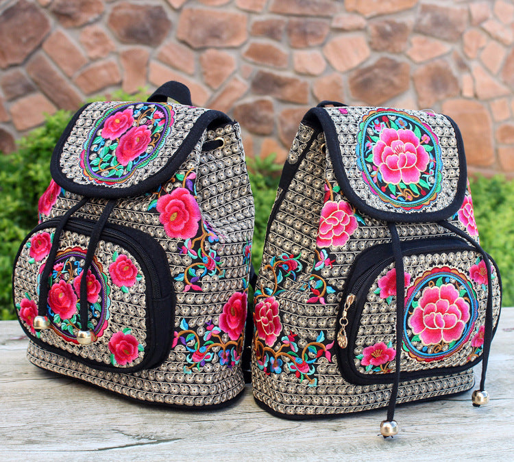 Women's Yunnan National Style Embroidered Canvas Backpacks