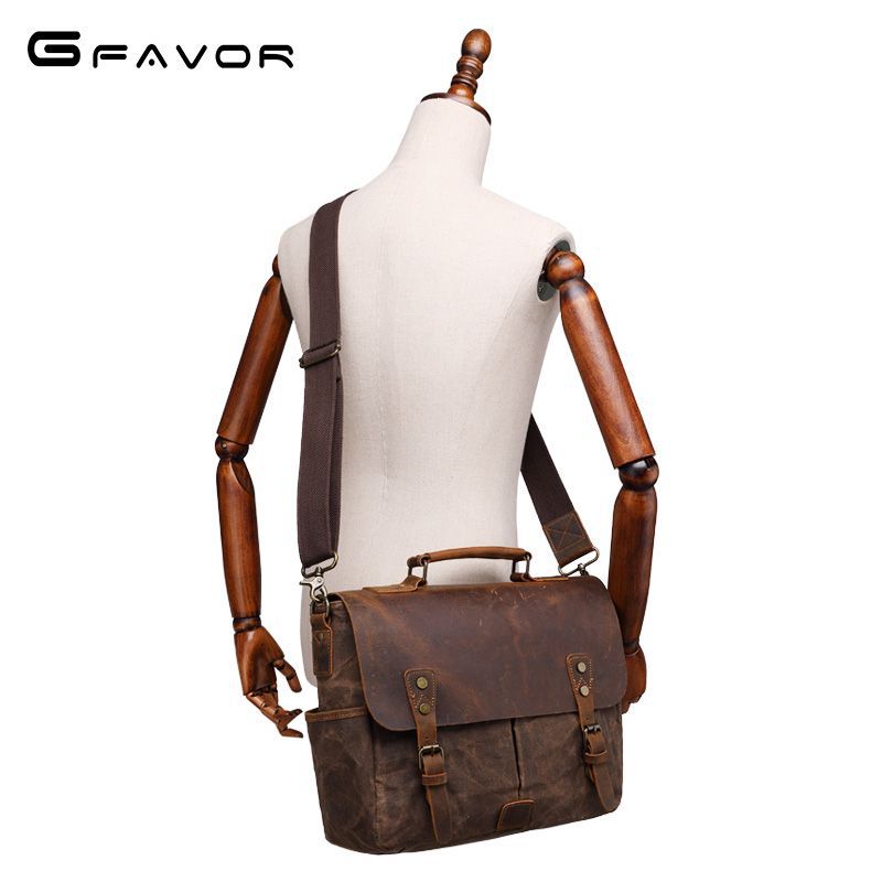 Men's Retro Crazy Horse Leather Oil Wax Men's Shoulder Bags