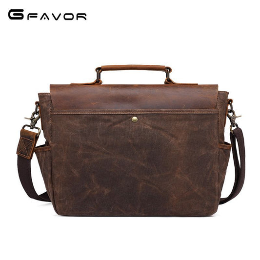 Men's Retro Crazy Horse Leather Oil Wax Men's Shoulder Bags