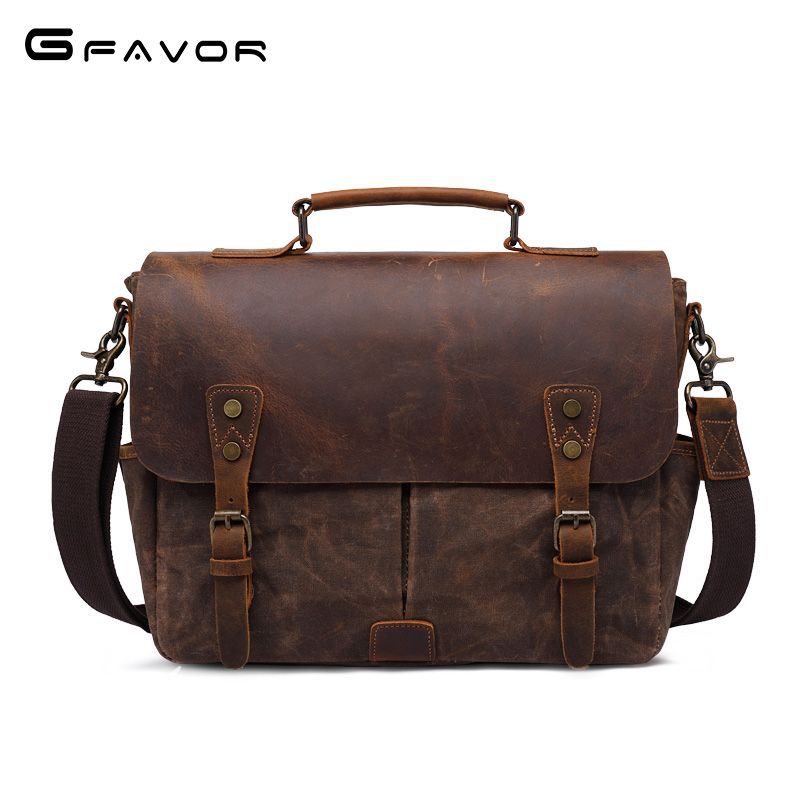 Men's Retro Crazy Horse Leather Oil Wax Men's Shoulder Bags