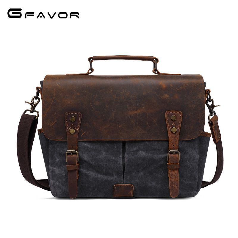 Men's Retro Crazy Horse Leather Oil Wax Men's Shoulder Bags