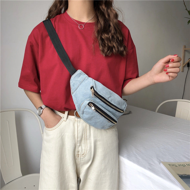 Hot Small Female Fashion Retro Washed Waist Packs