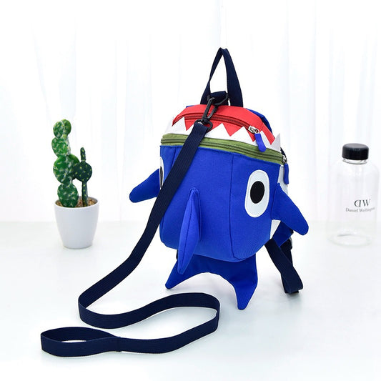 Children's Autumn Cute Shark Hand Holding Rope Children's Backpacks