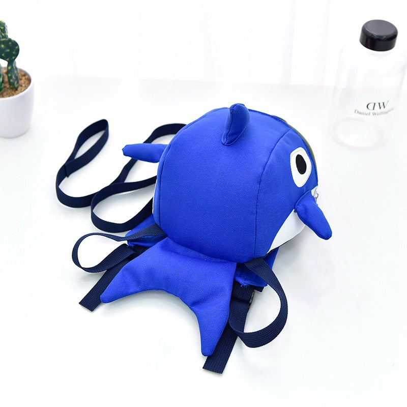 Children's Autumn Cute Shark Hand Holding Rope Children's Backpacks