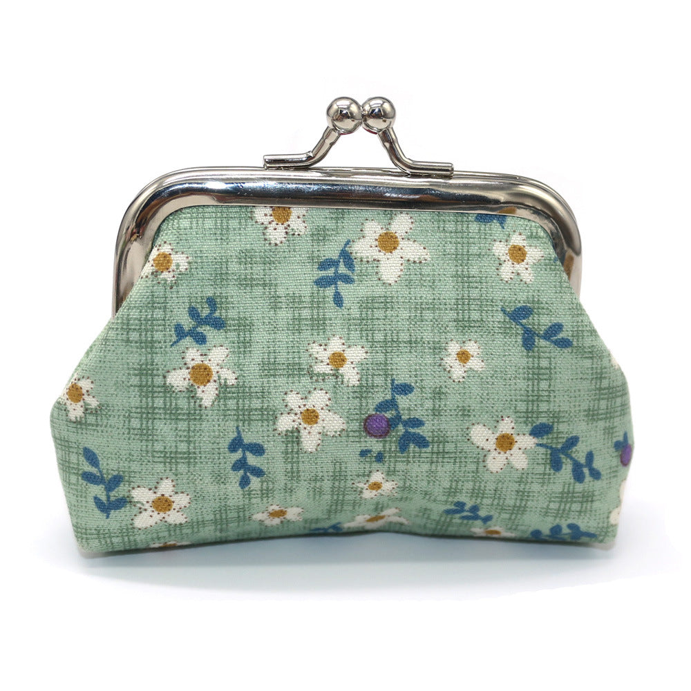 Women's Small Rose Printed Fabric Mini Gift Coin Purses