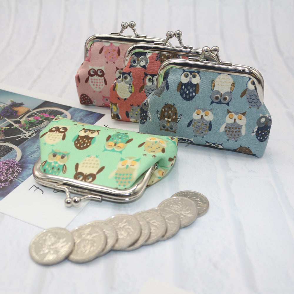 Cartoon Cute Printed Owl Short Small Coin Purses