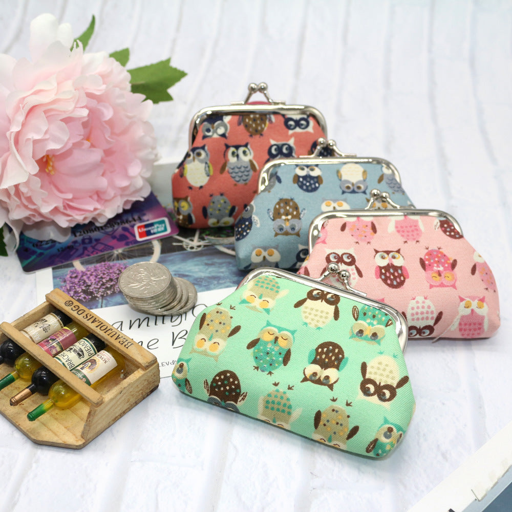 Cartoon Cute Printed Owl Short Small Coin Purses