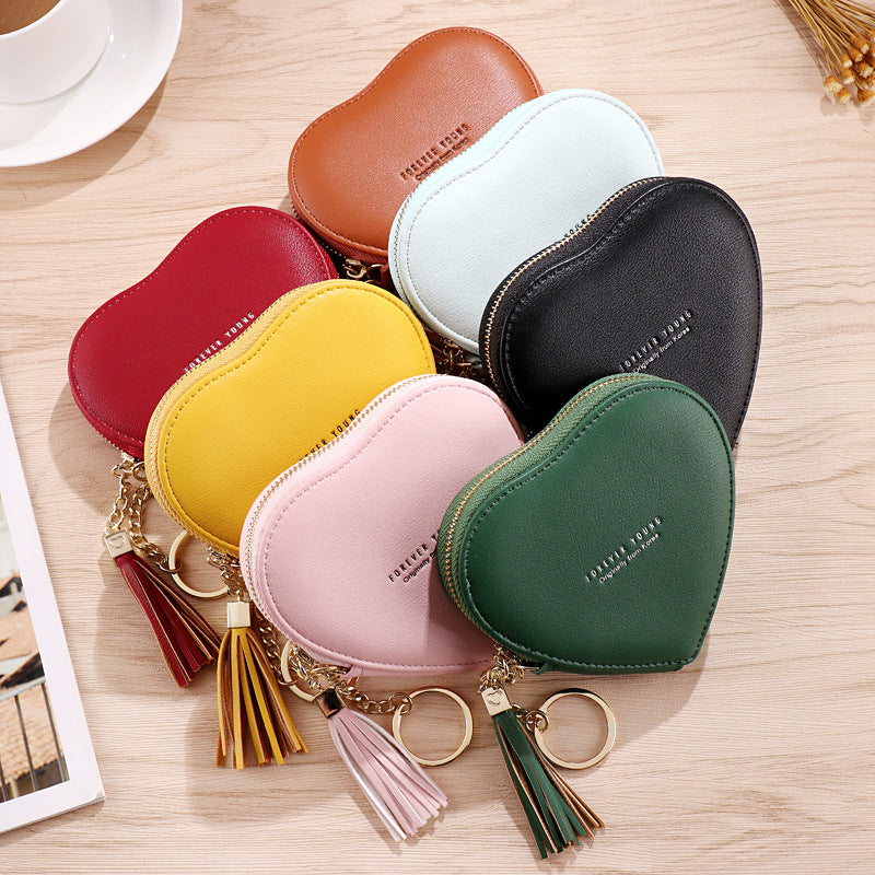 Women's Korean Fashionable Personalized Cute Heart Shape Coin Purses