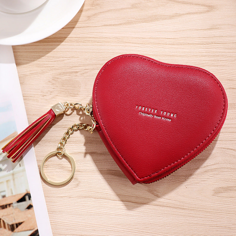 Women's Korean Fashionable Personalized Cute Heart Shape Coin Purses