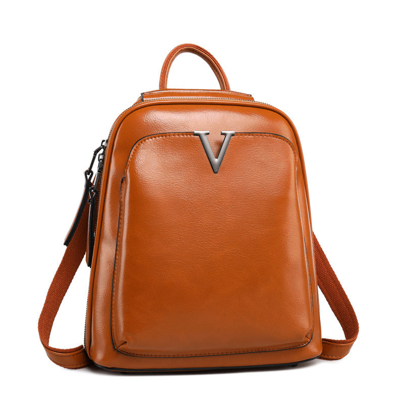 Women's Leather Fashion Oil Wax Cowhide Vintage Backpacks