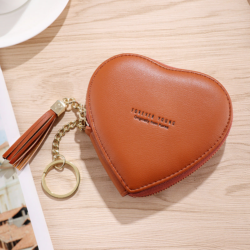 Women's Korean Fashionable Personalized Cute Heart Shape Coin Purses