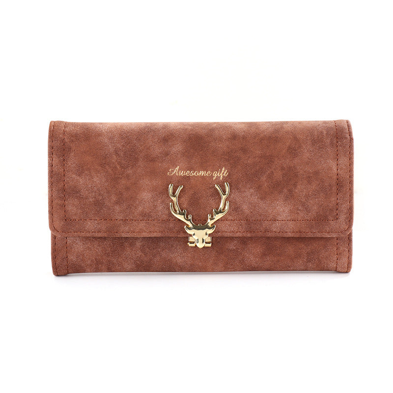 Women's Three-fold Deer Head Fashionable Cool Frosted Ladies Wallets