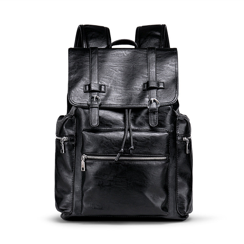 Men's Soft Leather Korean Style Computer Fashion Backpacks