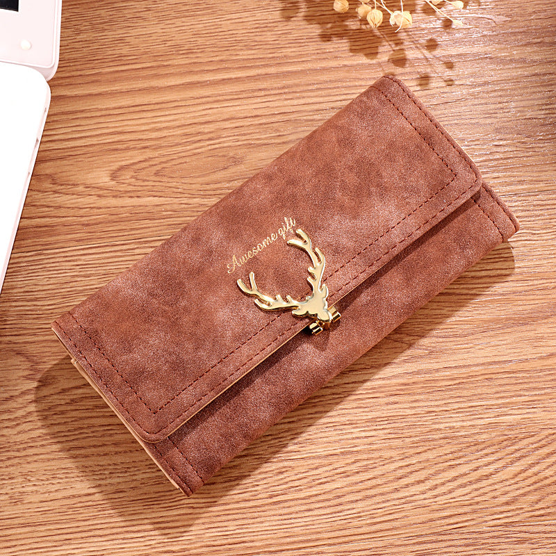 Long Female Korean Cute Trendy Personality Deer Ladies Wallets