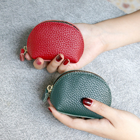 Women's Simple Retro Mini Cowhide Small Genuine Leather Dumpling Coin Purses