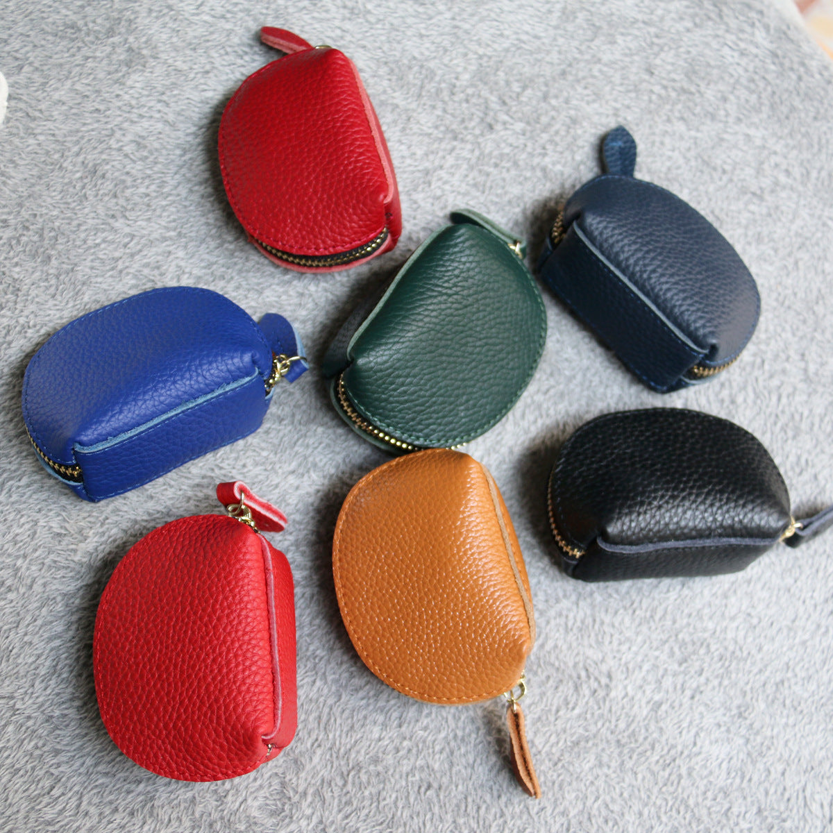 Women's Simple Retro Mini Cowhide Small Genuine Leather Dumpling Coin Purses