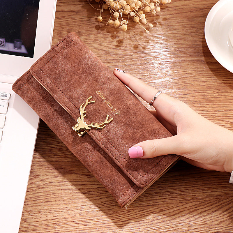 Long Female Korean Cute Trendy Personality Deer Ladies Wallets