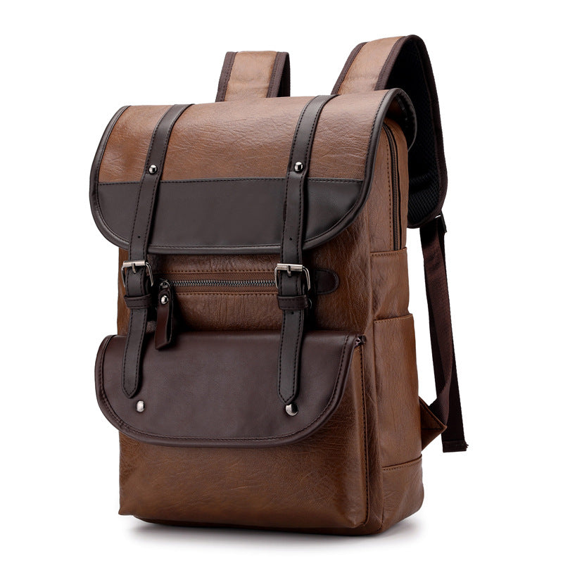 Men's Leather Simple Large Capacity Business Computer Backpacks