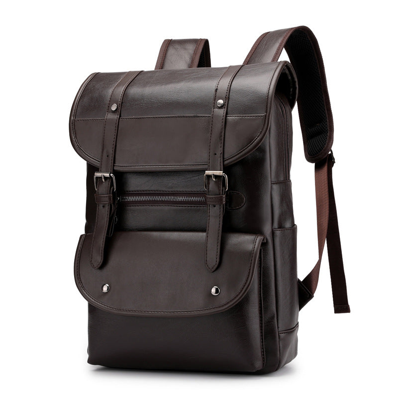 Men's Leather Simple Large Capacity Business Computer Backpacks