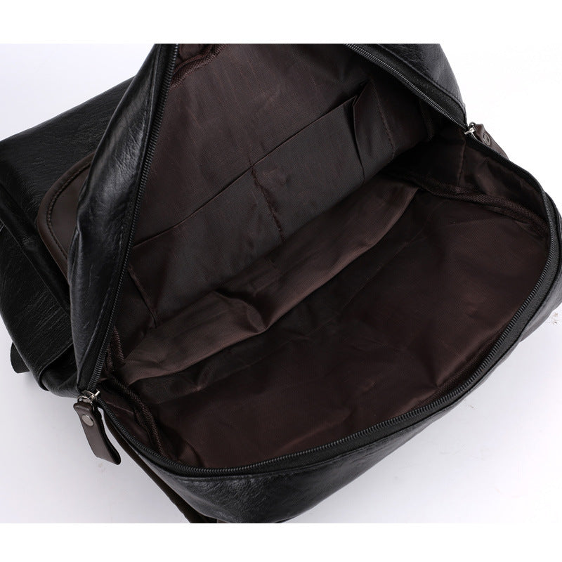 Men's Leather Simple Large Capacity Business Computer Backpacks