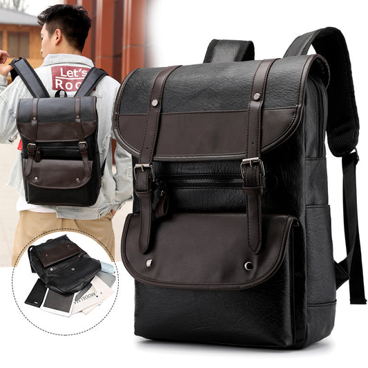 Men's Leather Simple Large Capacity Business Computer Backpacks