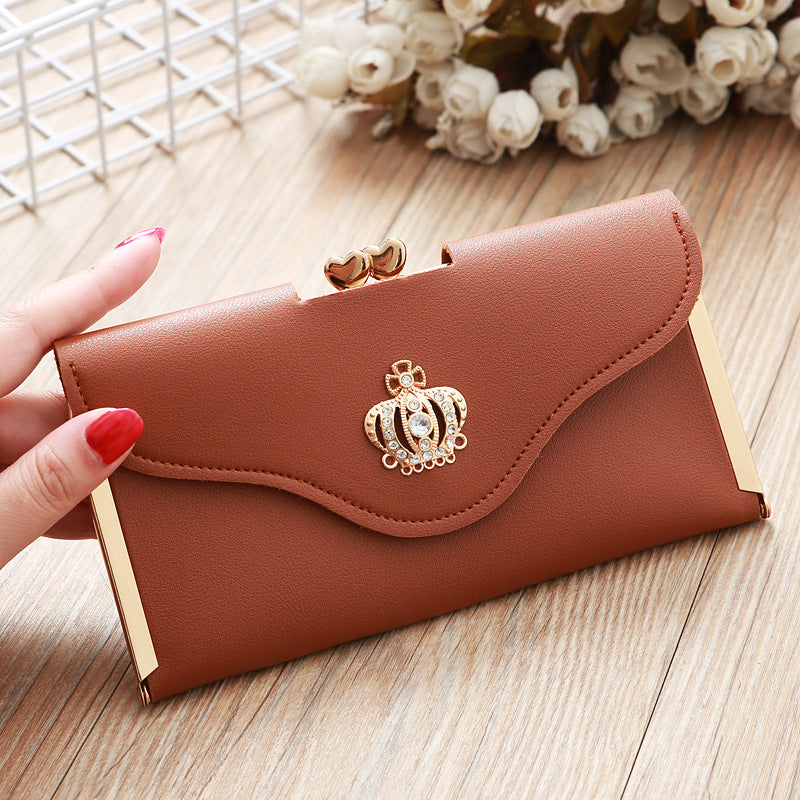 Women's Long Fashion Crown Flap Clutch Hasp Ladies Wallets