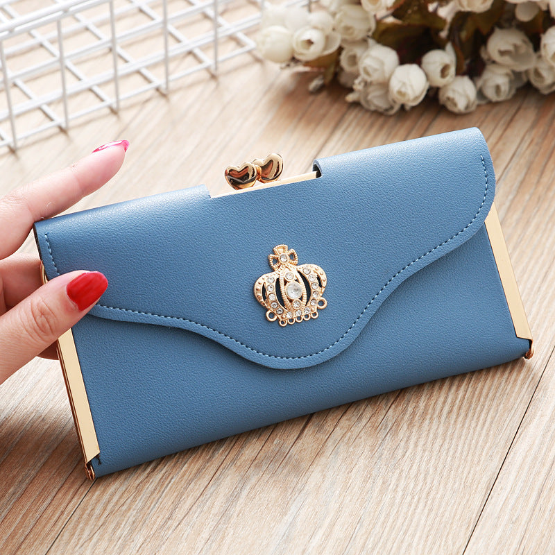 Women's Long Fashion Crown Flap Clutch Hasp Ladies Wallets