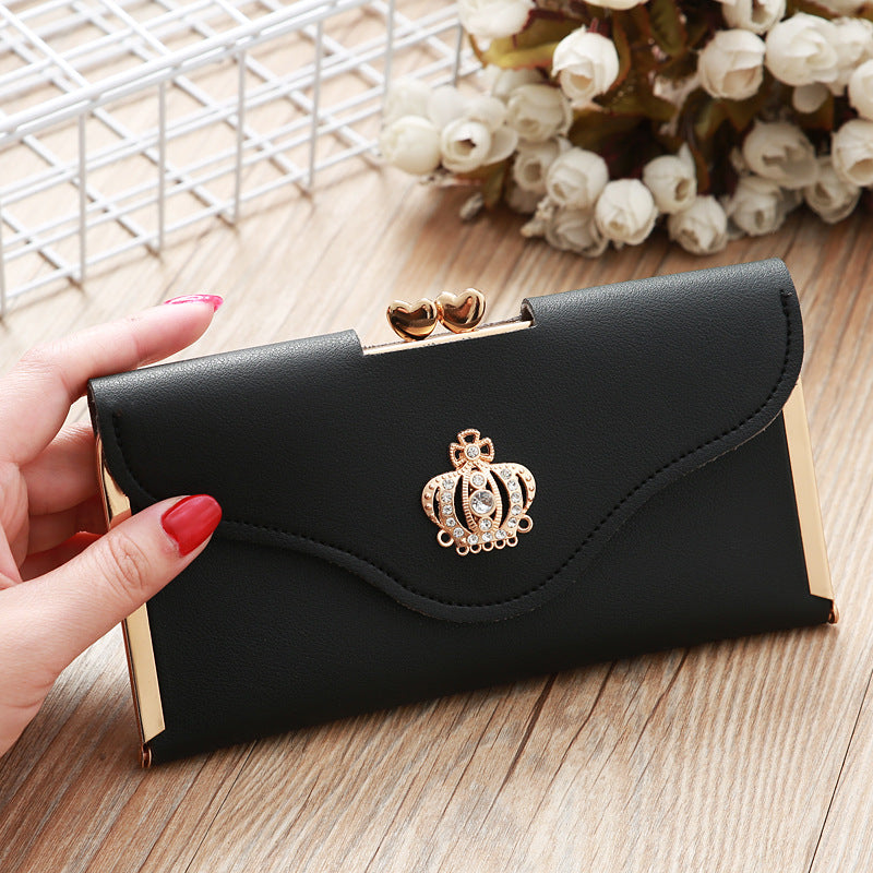 Women's Long Fashion Crown Flap Clutch Hasp Ladies Wallets