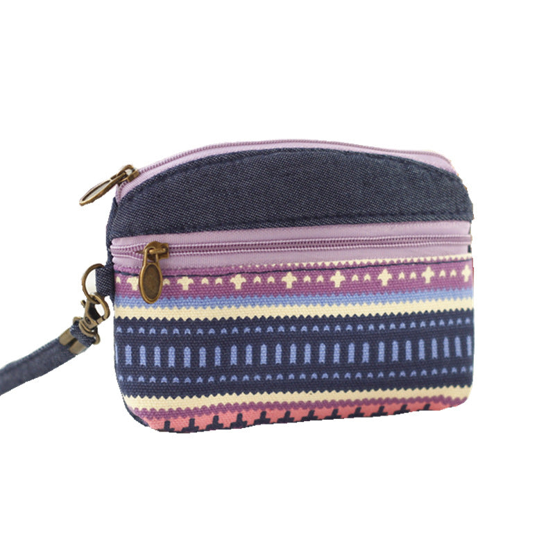 Women's Ethnic Style Double Pull Hand Carrying Coin Purses