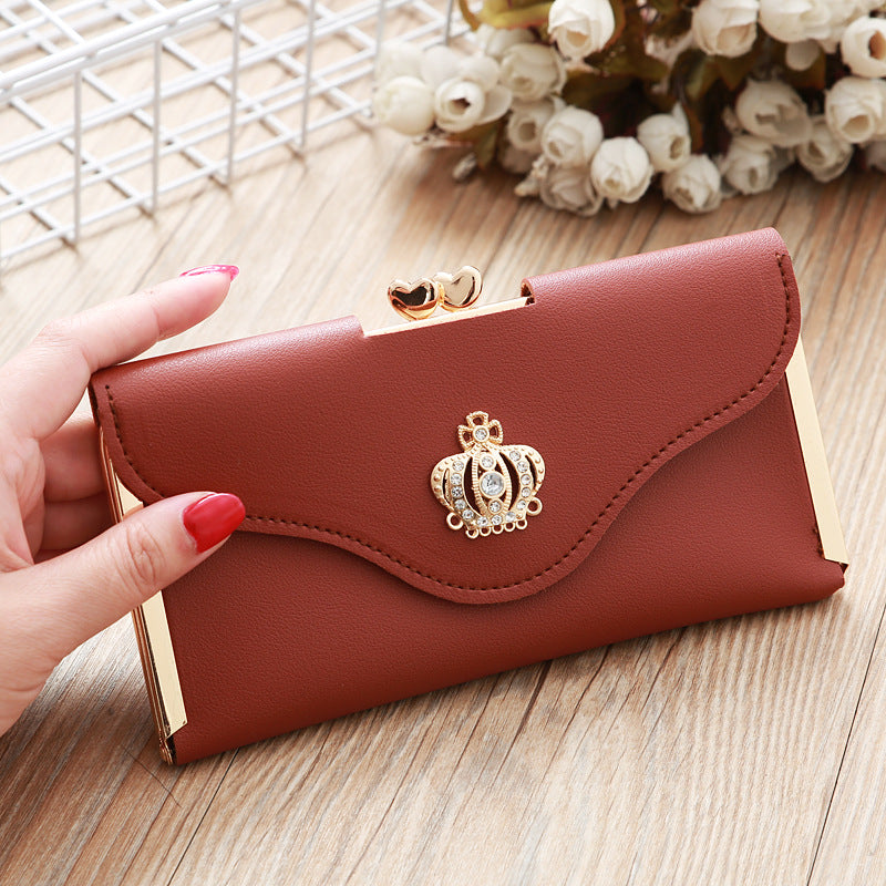 Women's Long Fashion Crown Flap Clutch Hasp Ladies Wallets