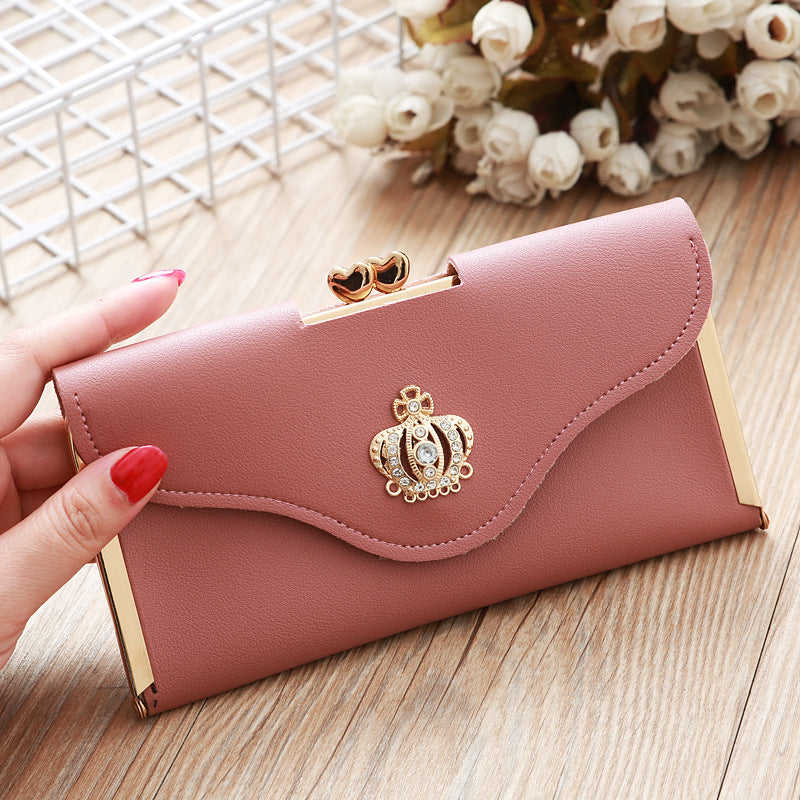 Women's Long Fashion Crown Flap Clutch Hasp Ladies Wallets