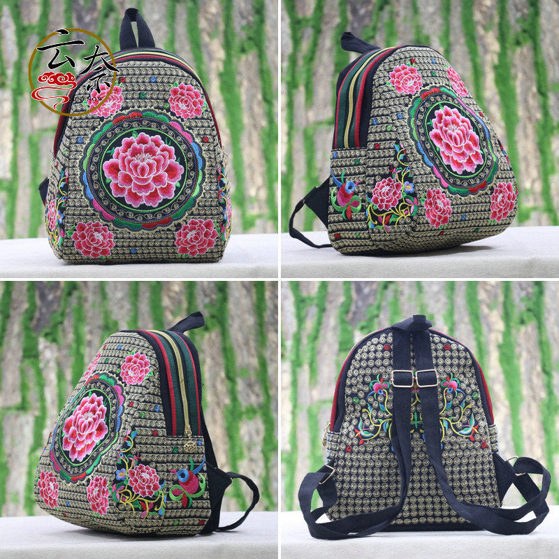 Women's Yunnan National Style Embroidered Canvas Color Backpacks