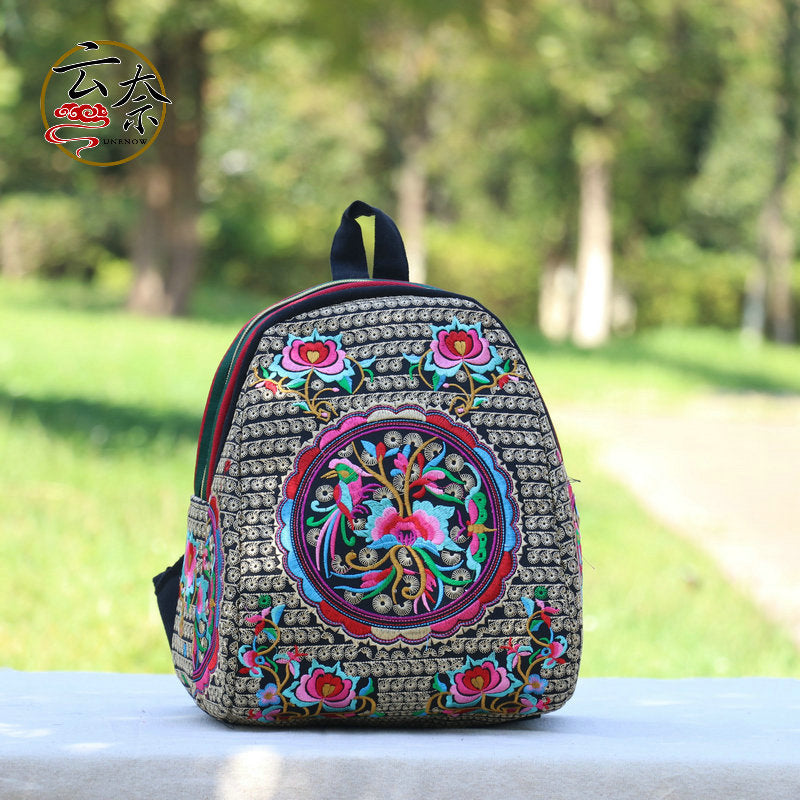 Women's Yunnan National Style Embroidered Canvas Color Backpacks