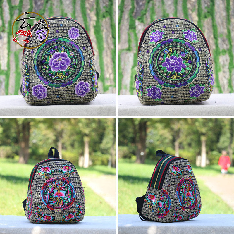 Women's Yunnan National Style Embroidered Canvas Color Backpacks