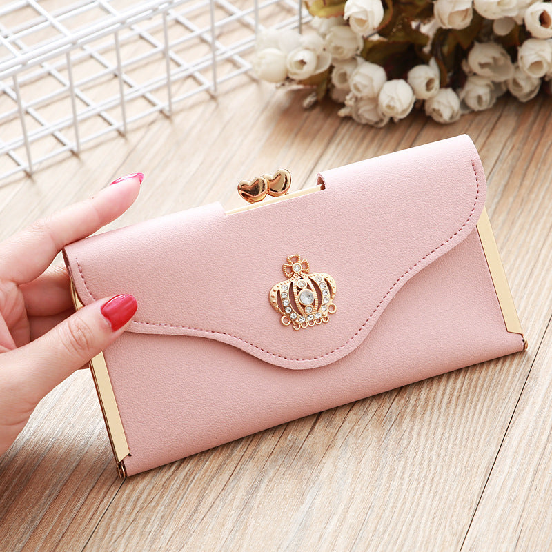 Women's Long Fashion Crown Flap Clutch Hasp Ladies Wallets