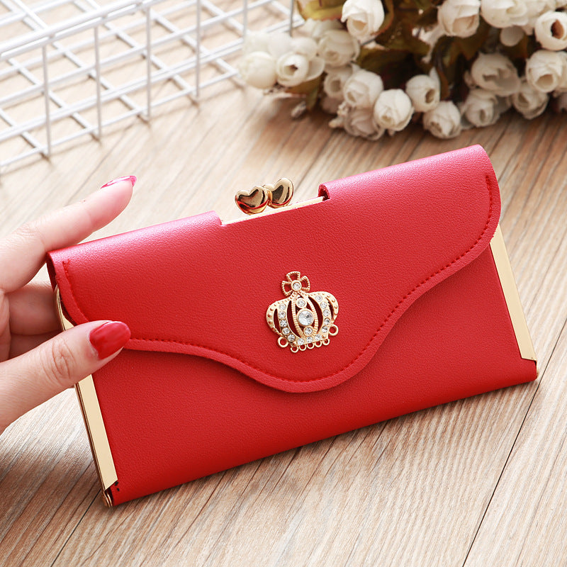 Women's Long Fashion Crown Flap Clutch Hasp Ladies Wallets