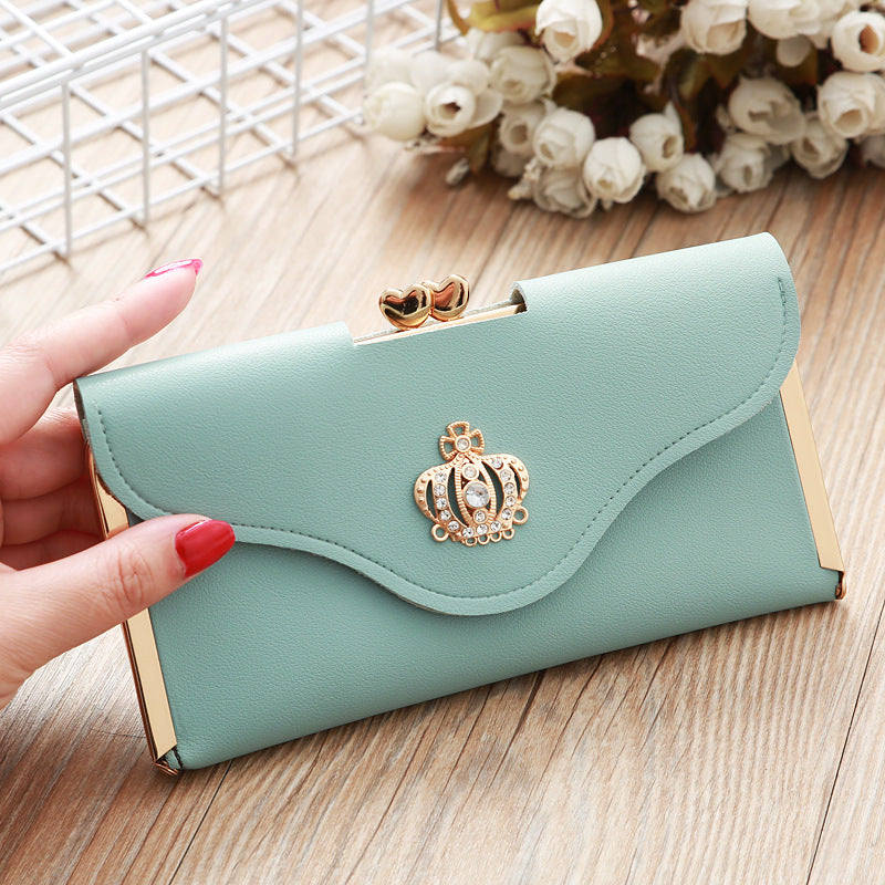 Women's Long Fashion Crown Flap Clutch Hasp Ladies Wallets