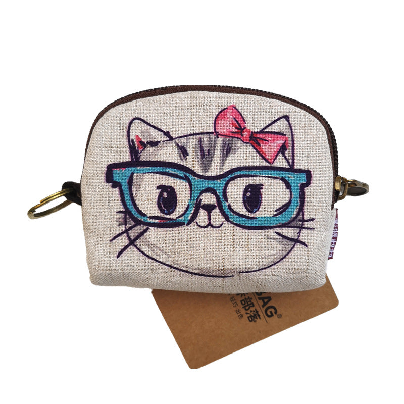 Cotton Linen Printed Cartoon Small Change Coin Purses