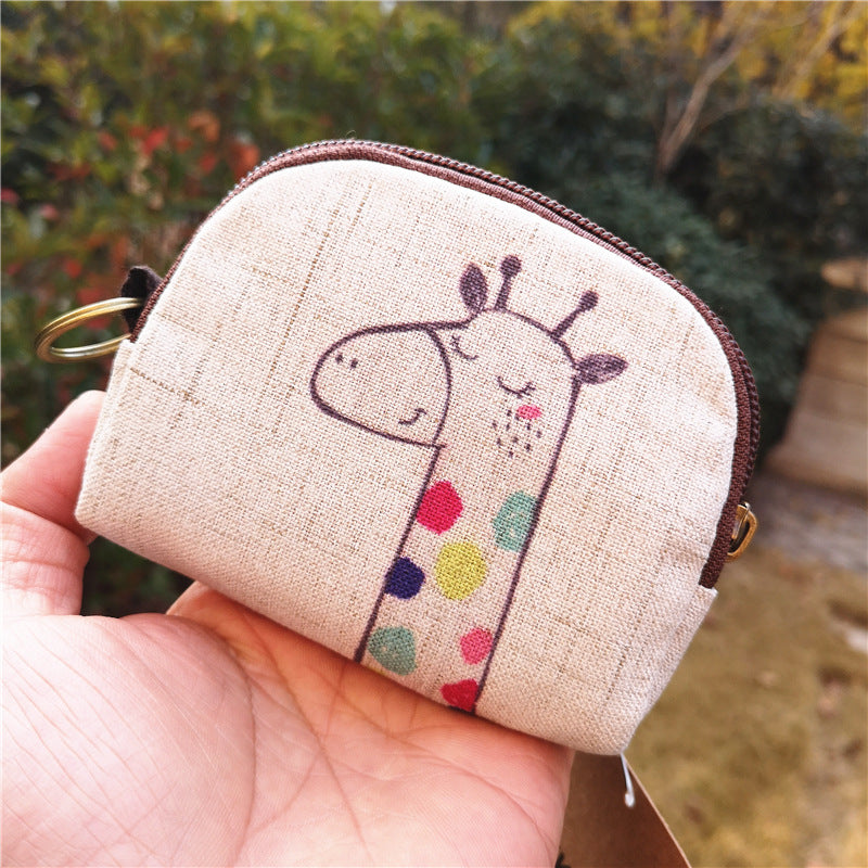 Cotton Linen Printed Cartoon Small Change Coin Purses