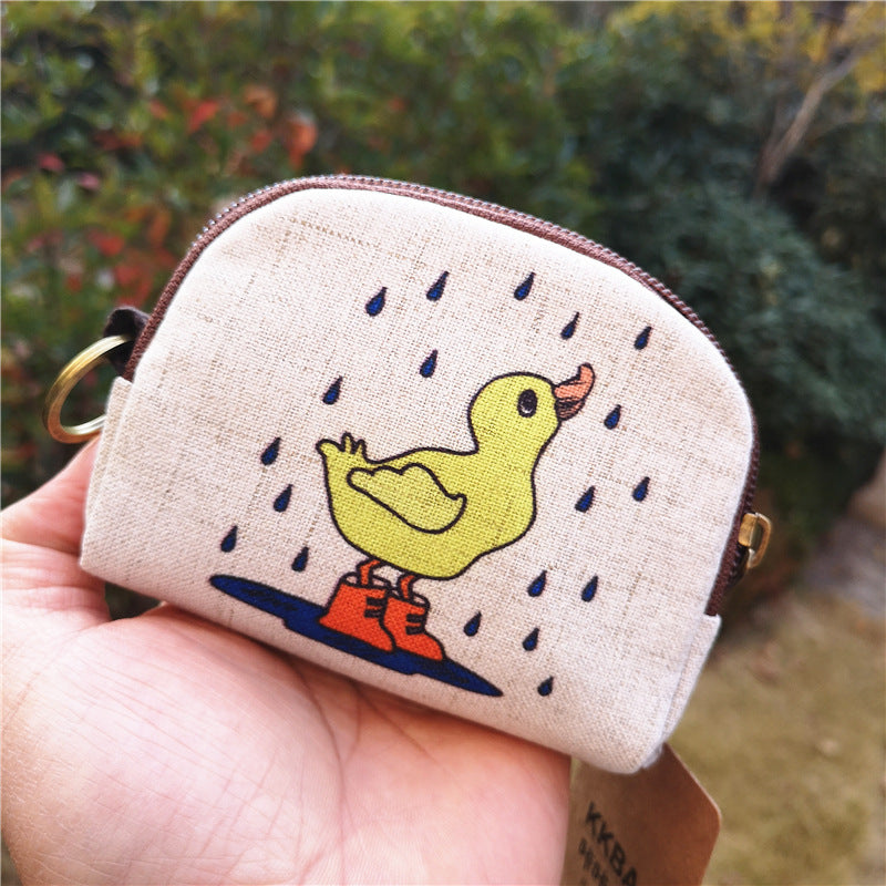 Cotton Linen Printed Cartoon Small Change Coin Purses