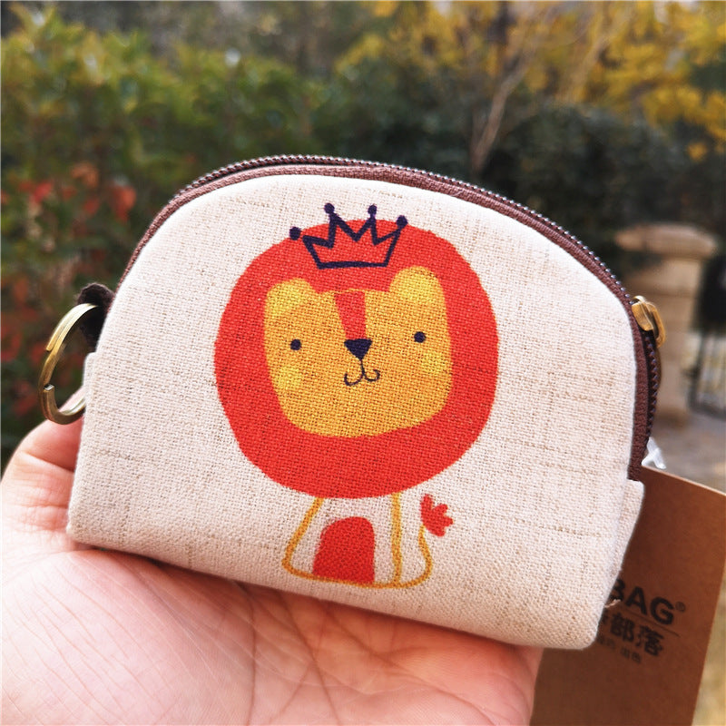 Cotton Linen Printed Cartoon Small Change Coin Purses