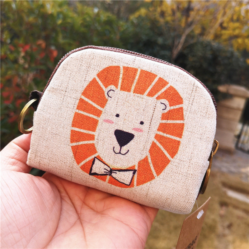 Cotton Linen Printed Cartoon Small Change Coin Purses