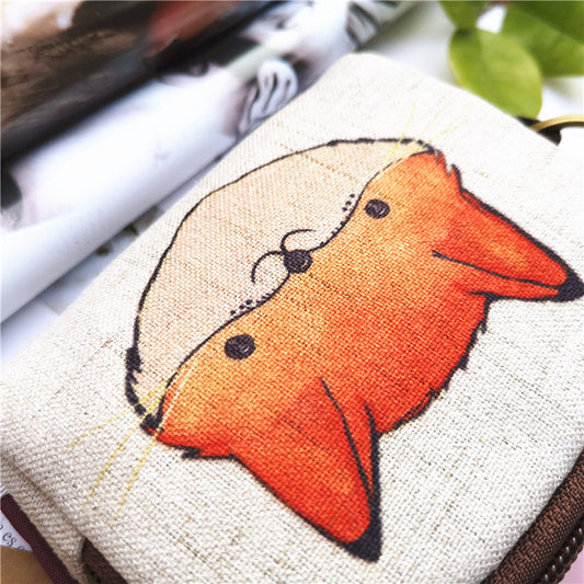 Cotton Linen Printed Cartoon Small Change Coin Purses